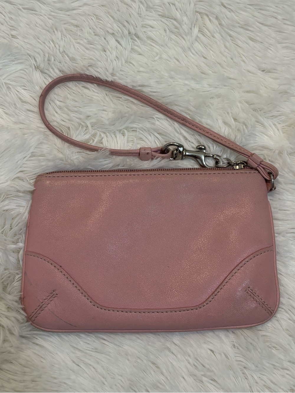 Coach Small Pink Leather Wristlet Y2K
